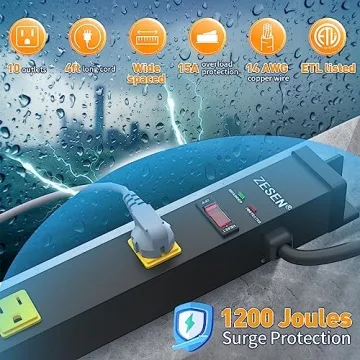 ZESEN 10 Outlet Surge Protector Power Strip for Workshop