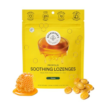 Soothing Honey Cough Drops - Immune Support with Vitamin D, Zinc and Propolis - by Beekeeper's Natur...