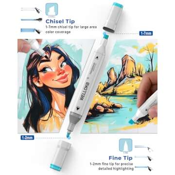 WELLOKB Alcohol Markers - 100 Colors Dual Tip Art Markers for Adults and Kids