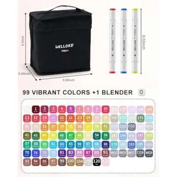 WELLOKB 100 Colors Alcohol Markers - Dual Tip Art Markers