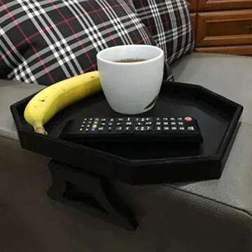 Forzaddik Clip-On Table for Recliner Armrests, Black