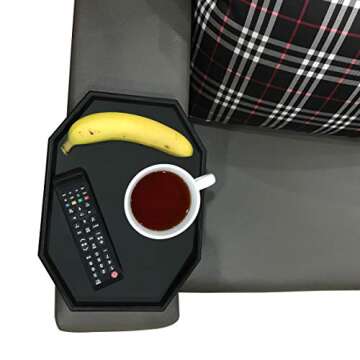 Forzaddik Side Tables Sofa Armrest Clip-On Table, Recliner Armchair Organizer Tray (Black), Food Grade Plastic Material