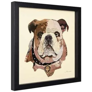 Empire Art Direct Dimensional Collage Framed Graphic Paper Under Glass Wall Art by Alex Zeng Ready to Hang, 17" x 17", English Bulldog Pup