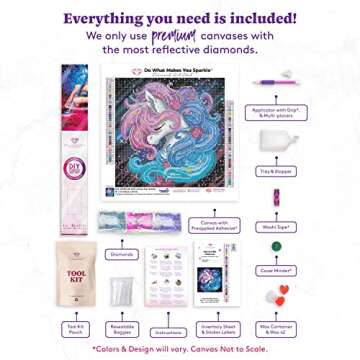 DIAMOND ART CLUB Aurora The Unicorn Diamond Painting Kit, Fantasy Diamond Canvas, Round 5D Diamond Art Kits for Adults and All Ages, 13" x 13" (33 x 33 cm)