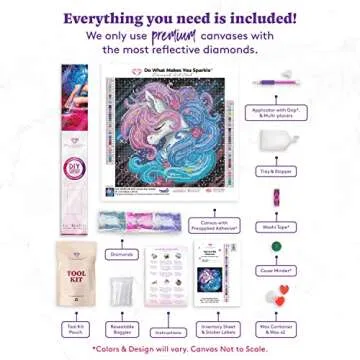 DIAMOND ART CLUB Aurora The Unicorn Diamond Painting Kit, Fantasy Diamond Canvas, Round 5D Diamond Art Kits for Adults and All Ages, 13" x 13" (33 x 33 cm)
