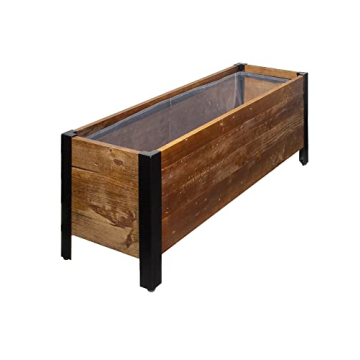 Amazon Basics Recycled Wood Rectangular Garden Planter, Brown, 37 x 13 x 15 Inch (LxWxH)