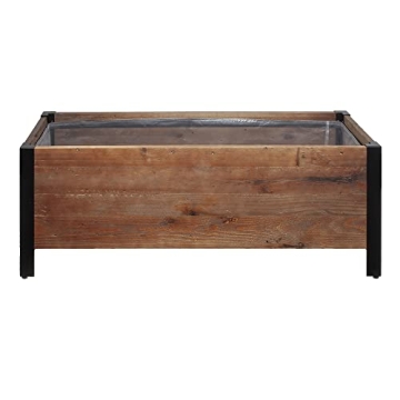 Amazon Basics Recycled Wood Rectangular Garden Planter, Brown, 37 x 13 x 15 Inch (LxWxH)