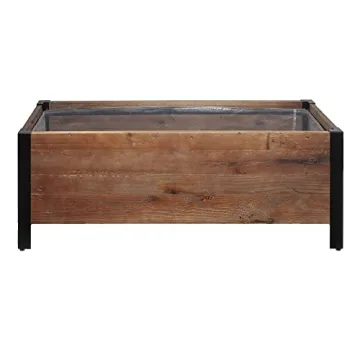 Amazon Basics Recycled Wood Rectangular Garden Planter, Brown, 37 x 13 x 15 Inch (LxWxH)