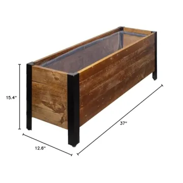 Amazon Basics Recycled Wood Rectangular Garden Planter, Brown, 37 x 13 x 15 Inch (LxWxH)