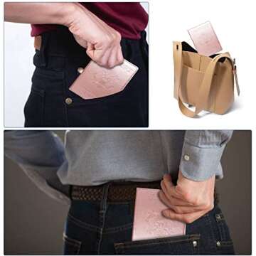 Passport Holder Cover Wallet Case RFID Blocking Leather Card Slot Travel Accessories Documents Organizer Protector for Women Men, Rose Gold