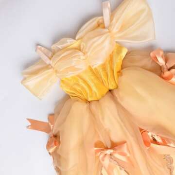 TYHTYM Belle Costumes Dress Up Party Girls Princess Cosplay Halloween Kids Ball Gown 2-13Years Gold