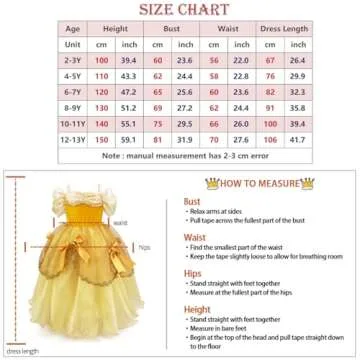 TYHTYM Belle Costumes Dress Up Party Girls Princess Cosplay Halloween Kids Ball Gown 2-13Years Gold