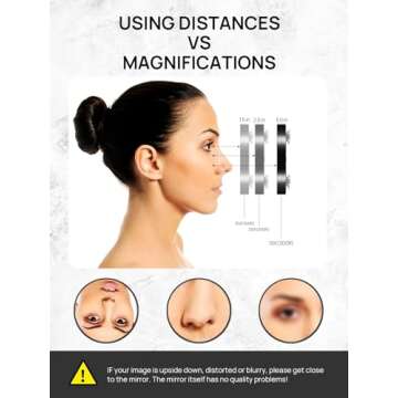 OMIRO 20X(200R) Magnifying Mirror and Eyebrow Tweezers Kit, 3.5" Two Suction Cups Magnifier Travel Set