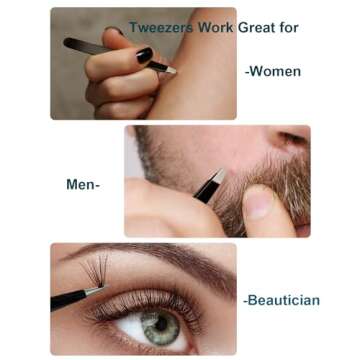 OMIRO 20X(200R) Magnifying Mirror and Eyebrow Tweezers Kit, 3.5" Two Suction Cups Magnifier Travel Set