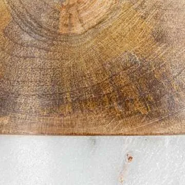 Creative Co-Op Mango Wood and Marble Bottle Holder, 5" L x 5" W x 3" H, Multicolor