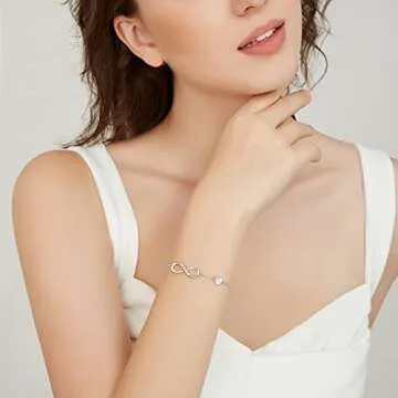 CDE Infinity Heart Symbol Charm Link Bracelet for Women 925 Sterling Silver Adjustable Mother's Day ...