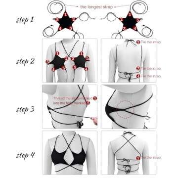Rave Star Top for Women - EDC Festival Sexy Halter Party Dance Bra Backless Strappy Crisscross Wrap Tie Outfits(Black,S,1078a)