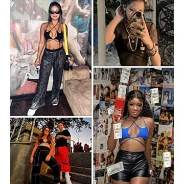 Rave Star Top for Women - EDC Festival Sexy Halter Party Dance Bra Backless Strappy Crisscross Wrap Tie Outfits(Black,S,1078a)