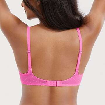 DOBREVA Women's Sexy Lace Bra Underwire Balconette Unlined Demi Sheer Plus Size Neon Pink 34E