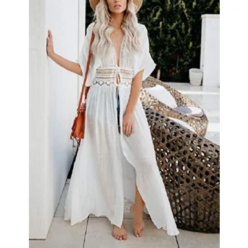 White Lace Kimono Beach Coverup Women Stylish Summer Wear