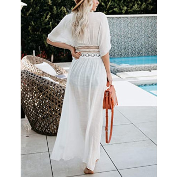 White Lace Kimono Beach Coverup Women Stylish Summer Wear