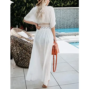 White Lace Kimono Beach Coverup Women Stylish Summer Wear