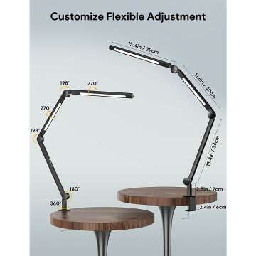 LED Desk Clamp Lamp with Dimmable Features