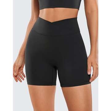 CRZ YOGA Womens Butterluxe Crossover Scrunch Butt Biker Shorts 5" - High Waist No Front Seam Workout...