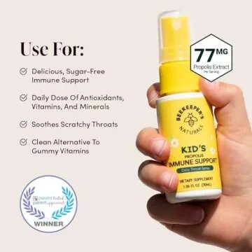 Beekeeper's Naturals Kid's Immune Support Essentials | Kid's Propolis Throat Spray - Propolis Honey Cough Syrup for Kids - Throat Soothing Lollipops | Natural Immune Support - Sore Throat Relief
