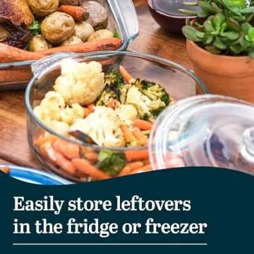 Libbey 56030 Baker's Basics 3-Piece Covered Casserole Dishes, Versatile Glass Baking Dishes for Oven, Clear Lead-Free Casserole Cookware