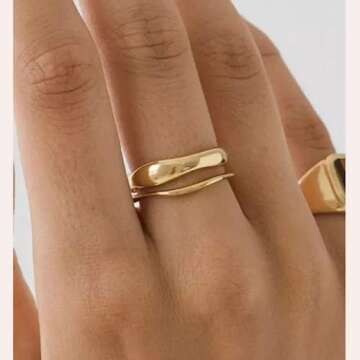 JewelVerse 18K Gold Plated Irregular Ring For Women | Gold Rings For Women | Stackable Rings | Class...