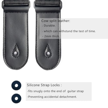 CHMETE Guitar Strap - 2" Wide Nylon Webbing, Soft & Comfortable, Adjustable for All Guitarists