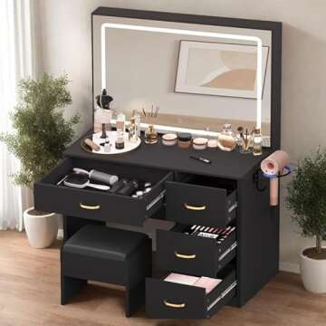 DWVO Makeup Vanity with Mirror and LED Lights
