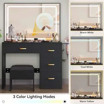 DWVO Makeup Vanity with Mirror and LED Lights
