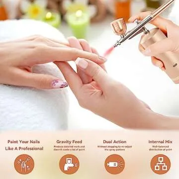 Airbrush Kit with Compressor - 48PSI Rechargeable Cordless Non-Clogging High-Pressure Air Brush Set with 0.3mm Nozzle and Cleaning Brush Set for Nail Art, Makeup, Painting, Cake Decor