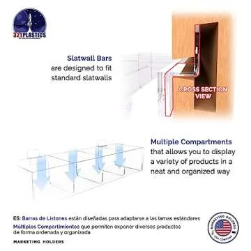Clear Slatwall Acrylic Retail Tray with Four Compartments
