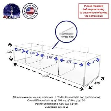Clear Slatwall Acrylic Retail Tray with Four Compartments