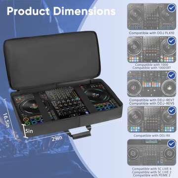 DJ Controller Case with Wheels Compatible with DDJ FLX10 / 1000 / 1000SRT / REV7 / REV5 / SC LIVE 4 ...