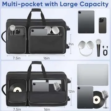 DJ Controller Case with Wheels Compatible with DDJ FLX10 / 1000 / 1000SRT / REV7 / REV5 / SC LIVE 4 / PRIME 2, Rolling DJ Soft Padded Bag Backpack with Multi-pocket for DJ Controller and Accessories