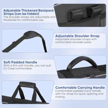 DJ Controller Case with Wheels Compatible with DDJ FLX10 / 1000 / 1000SRT / REV7 / REV5 / SC LIVE 4 / PRIME 2, Rolling DJ Soft Padded Bag Backpack with Multi-pocket for DJ Controller and Accessories