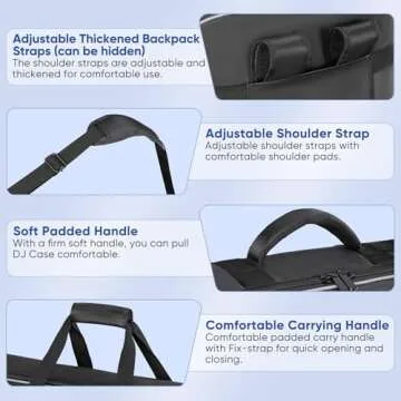 DJ Controller Case with Wheels Compatible with DDJ FLX10 / 1000 / 1000SRT / REV7 / REV5 / SC LIVE 4 / PRIME 2, Rolling DJ Soft Padded Bag Backpack with Multi-pocket for DJ Controller and Accessories