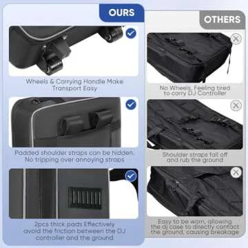 DJ Controller Case with Wheels Compatible with DDJ FLX10 / 1000 / 1000SRT / REV7 / REV5 / SC LIVE 4 / PRIME 2, Rolling DJ Soft Padded Bag Backpack with Multi-pocket for DJ Controller and Accessories