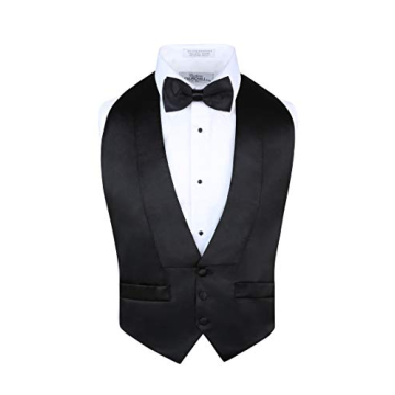 S.H. Churchill Men's Elegant Adjustable Satin Backless Vest & Bow Tie Set