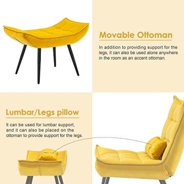 Stylish MCombo Velvet Accent Chair with Ottoman