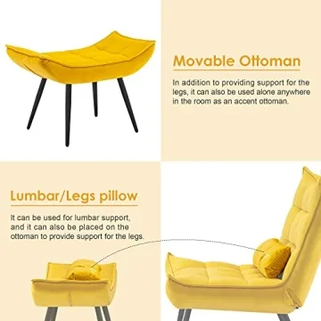 Stylish MCombo Velvet Accent Chair with Ottoman