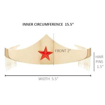 DC Comics Wonder Woman Golden Tiara with Red Gem Star