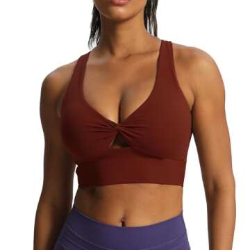 Aoxjox Women's Workout Sports Bras Twist Front Fitness Padded Training Gym Bra Yoga Crop Lola Tank T...