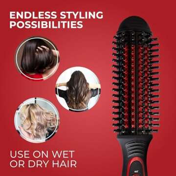 FHI Heat Stylus Thermal Styling Brush — Multi-Functional Thermal Brush for Smoothing, Volumizing, Curling, Flipping — Thermal Round Brush w/Tourmaline Ceramic for Frizz-Free, Smooth Hair