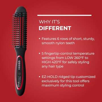 FHI Heat Stylus Thermal Styling Brush — Multi-Functional Thermal Brush for Smoothing, Volumizing, Curling, Flipping — Thermal Round Brush w/Tourmaline Ceramic for Frizz-Free, Smooth Hair