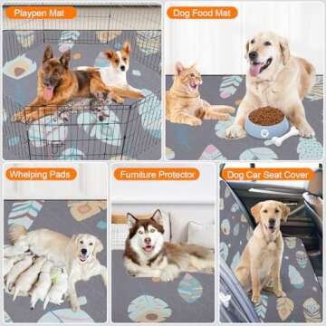 LOOBANI Washable Pee Pads for Dogs, 2 Pack Ultra-Absorbent and Leak-Proof Whelping Pads, Non-Slip Reusable Puppy Pads, Waterproof Puppy Training Pads for Playpen, Crate, Housebreak, 48x48in, Gray